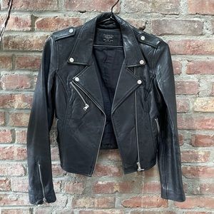 Zara real genuine leather motorcycle Moto biker jacket